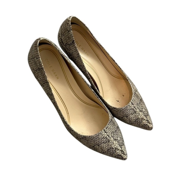 Cole Haan Shoes - Cole Haan GrandSeries White Grey Black Snakeskin Leather Pumps Heels - Size 7.5B